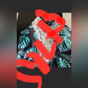 Women's Blooming Jelly One Piece Lace V Neck Swimsuit Large NWOT